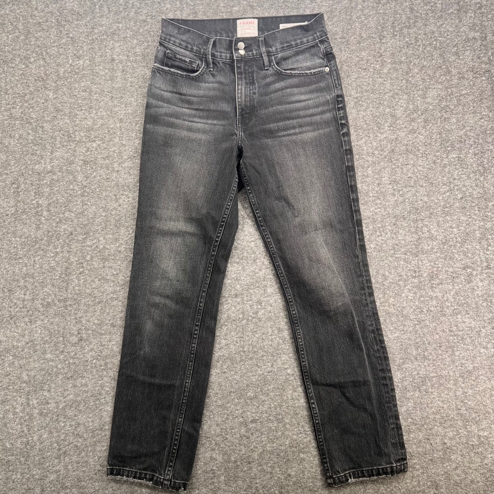 FRAME‎ Le Sylvie Slender Straight Heritage Jeans Faded Black High Rise Sz 29